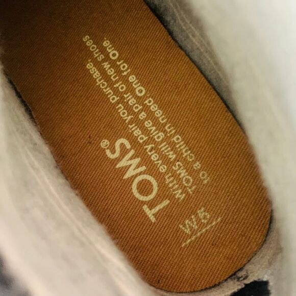 Tom's Leila Black Wool Felt Booties Block Heel Back Zipper Block Color Size 5W - Picture 8 of 9